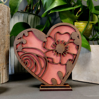 Laser Cut Heart Decor - Large Floral