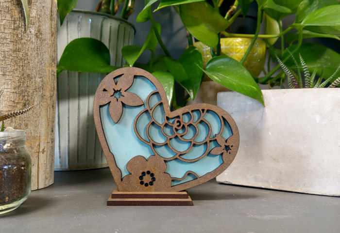 Laser Cut Heart Decor - Small Floral