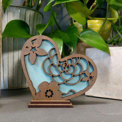 Laser Cut Heart Decor - Small Floral