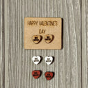  Valentine Conversation Heart Earrings with Wood Card - BE MINE