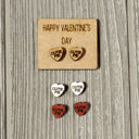  Valentine Conversation Heart Earrings with Wood Card - CUTIE PIE