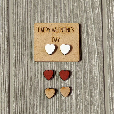 Valentine Conversation Heart Earrings with Wood Card - SOLID