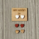  Valentine Conversation Heart Earrings with Wood Card - SOLID