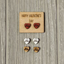  Valentine Conversation Heart Earrings with Wood Card - HOT STUFF