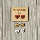  Valentine Conversation Heart Earrings with Wood Card - LOVE YOU