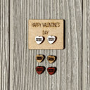  Valentine Conversation Heart Earrings with Wood Card - SWEETHEART