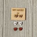  Valentine Conversation Heart Earrings with Wood Card - TRUE LOVE