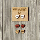  Valentine Conversation Heart Earrings with Wood Card - XOXO