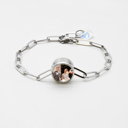 Silver Plated 6" Fully Adjustable Reversible Personalized Photo Bracelets Made With Austrian Crystals