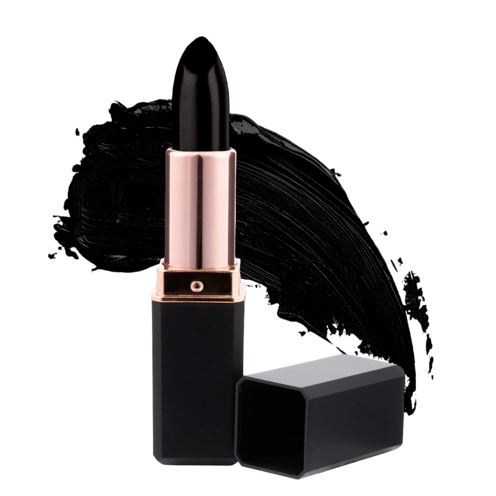 Midnight Black Lipstick Medium to Full Coverage Easy Smooth Gliding Formula Infused with Vitamin E and Hydrating oils for Maximum Hydration