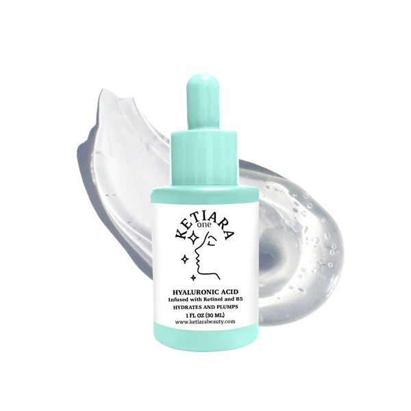 Reviving Hyaluronic Acid Lightweight Water-Based Serum for Face | Infused with Retinol & Vitamin B5 by Ketiara | 1oz