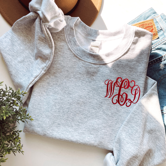 Monogrammed Sweatshirt, Embroidered Crewneck, Personalized Gift for Her, Monogram Sweatshirt, Women's Sweatshirt, Christmas Gift for Her