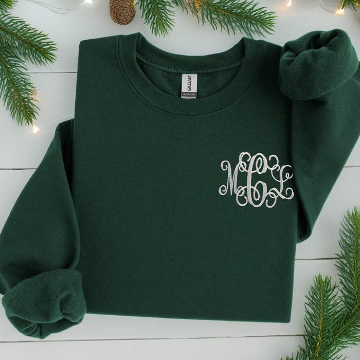 Monogrammed Sweatshirt, Embroidered Crewneck, Personalized Gift for Her, Monogram Sweatshirt, Women's Sweatshirt, Christmas Gift for Her