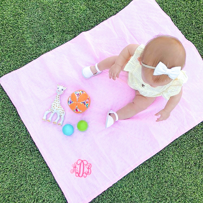 Personalized Baby Blankets, Monogrammed Seersucker Baby Blanket, Custom Baby Blanket, Monogram Nursery Blanket, Personalized Baby Gifts