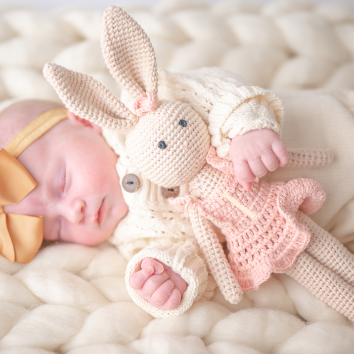 Personalized Crochet Doll, Embroidered Easter Bunny, Monogrammed Baby Gift for Girls & Boys