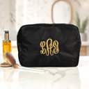 Black Personalized Makeup Bags, Oversized Cosmetic Bag, Monogram Makeup Organizer, Custom Toiletry Bag