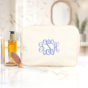 Cream Personalized Makeup Bags, Oversized Cosmetic Bag, Monogram Makeup Organizer, Custom Toiletry Bag