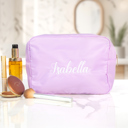 Lilac Personalized Makeup Bags, Oversized Cosmetic Bag, Monogram Makeup Organizer, Custom Toiletry Bag