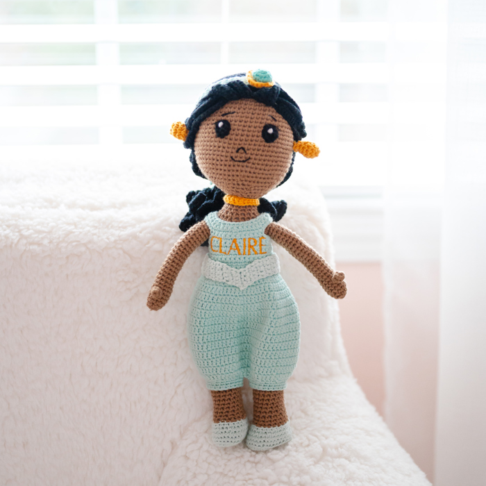Personalized Princess Dolls, Valentine's Gift for Girls, Embroidered Crochet Doll, Custom Name Baby Dolls, Baby Gift for Girls