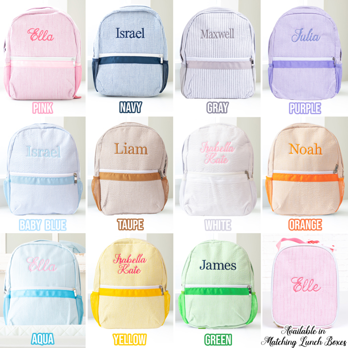 Personalized Seersucker Baby Backpacks