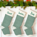 Small Stripes - Green Personalized Christmas Stockings, Embroidered Stockings, Personalized Stockings, 2025 Christmas Stockings Personalized, Family Stockings