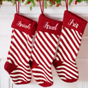 Big Stripes - Red + Red Personalized Christmas Stockings, Embroidered Stockings, Personalized Stockings, 2025 Christmas Stockings Personalized, Family Stockings