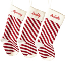 Big Stripes - White + Red Personalized Christmas Stockings, Embroidered Stockings, Personalized Stockings, 2025 Christmas Stockings Personalized, Family Stockings