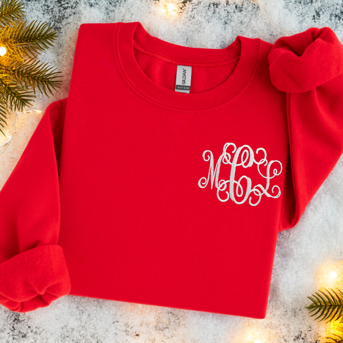 Monogrammed Sweatshirt, Embroidered Crewneck, Personalized Gift for Her, Monogram Sweatshirt, Women's Sweatshirt, Christmas Gift for Her