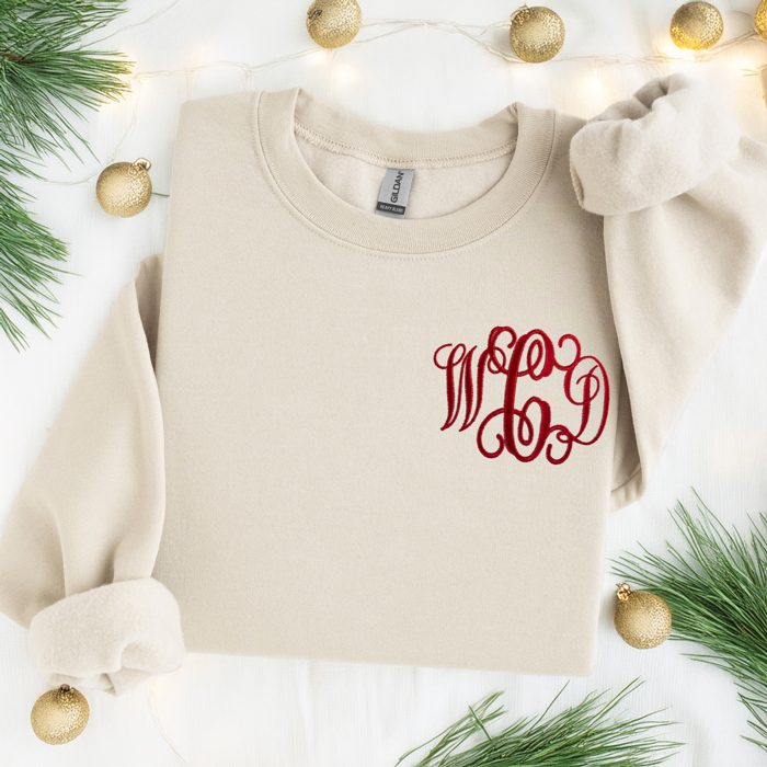 Monogrammed Sweatshirt, Embroidered Crewneck, Personalized Gift for Her, Monogram Sweatshirt, Women's Sweatshirt, Christmas Gift for Her