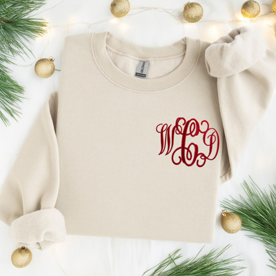 Monogrammed Sweatshirt, Embroidered Crewneck, Personalized Gift for Her, Monogram Sweatshirt, Women's Sweatshirt, Christmas Gift for Her