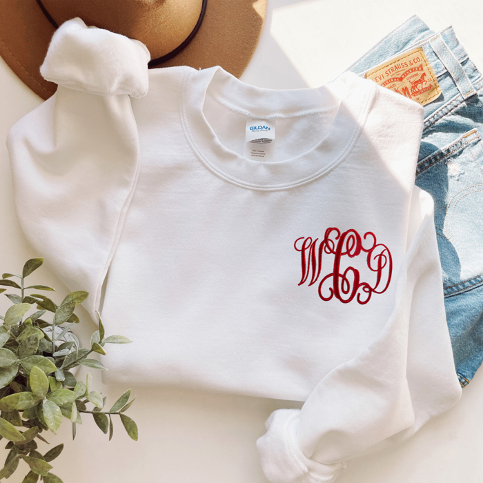 Monogrammed Sweatshirt, Embroidered Crewneck, Personalized Gift for Her, Monogram Sweatshirt, Women's Sweatshirt, Christmas Gift for Her