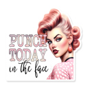 Punch Today In The Face - Retro Lady Stanley Cup Laptop Car Bumper Water Bottle Phone Vinyl Decal Stickers