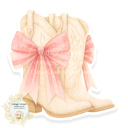 White Cowgirl Boots Pink Bow Stocking Stuffer Vinyl Decal Fun Custom Decal Waterproof Stickers