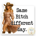 Cowgirl Same B*tch Different Day Stocking Stuffer Vinyl Decal Fun Custom Decal Waterproof Stickers