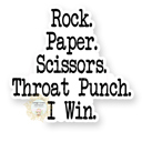 Rock Paper Scissors Throat Punch I Win Stocking Stuffer Vinyl Decal Fun Custom Decal Waterproof Stickers