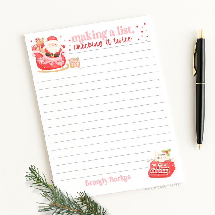 Personalized Christmas Notepad | Fun Bright Holiday List Pad | Custom Christmas Gift | Stocking Stuffer | Teacher Gift | Festive Stationery