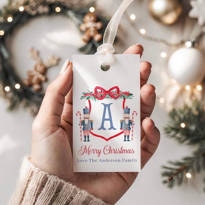Family Crest Personalized Christmas Gift Tags | Preppy Christmas Tags
