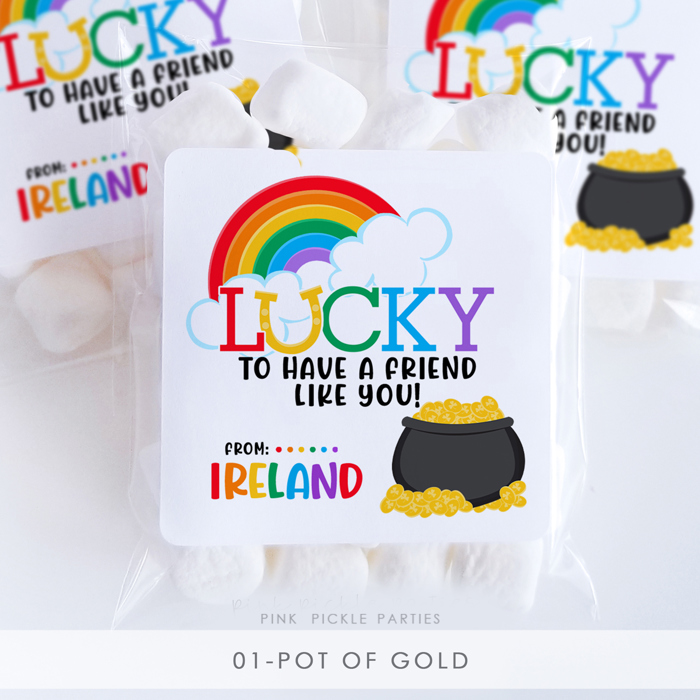 St. Patrick's Day Stickers | Personalized Classroom Party Stickers