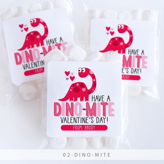 Personalized Valentine's Day Party Stickers with Treat Bags Valentine's Labels  | Set of 24