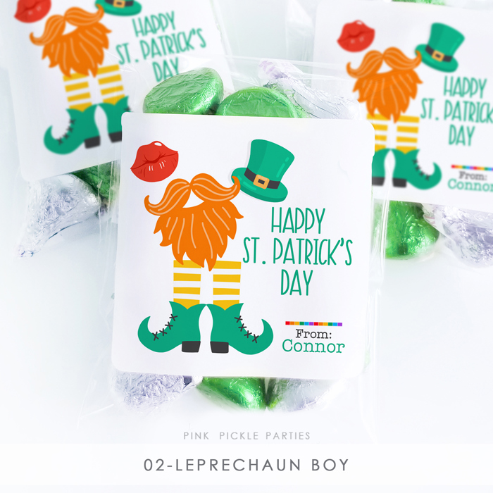 St. Patrick's Day Stickers | Personalized Classroom Party Stickers