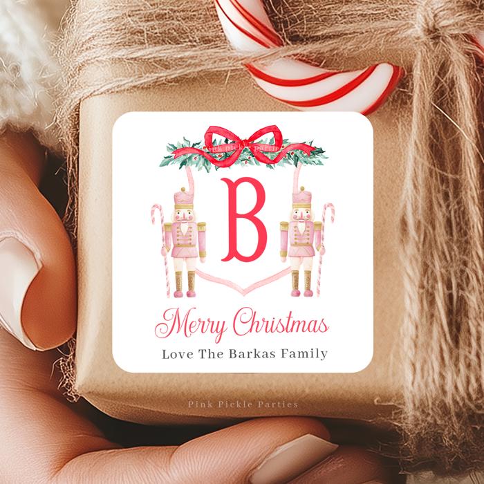 Family Crest Personalized Christmas Gift Stickers | Preppy Christmas Labels