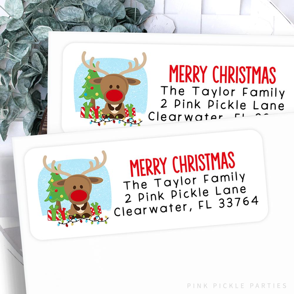 Christmas Address Labels | Personalized Return Address Stickers | Set of 60 | FREE SHIPPING