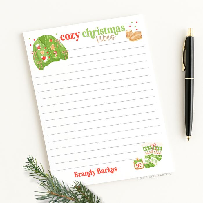 Personalized Christmas Notepad | Fun Bright Holiday List Pad | Custom Christmas Gift | Stocking Stuffer | Teacher Gift | Festive Stationery