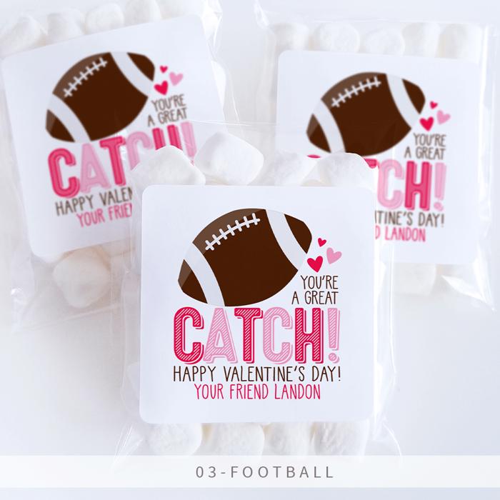 Personalized Valentine's Day Party Stickers with Treat Bags Valentine's Labels  | Set of 24