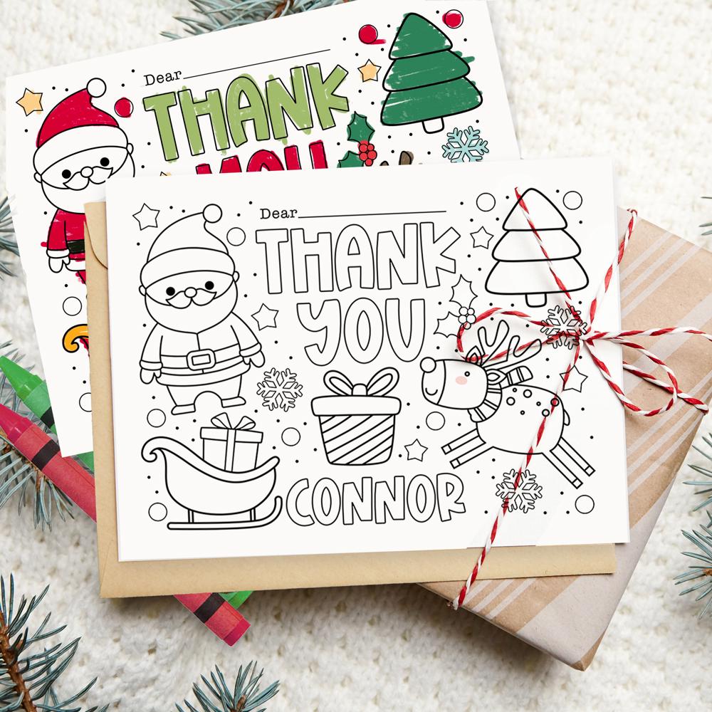 Personalized Kids Coloring Thank You Note Cards | Set of 12 | FREE SHIPPING