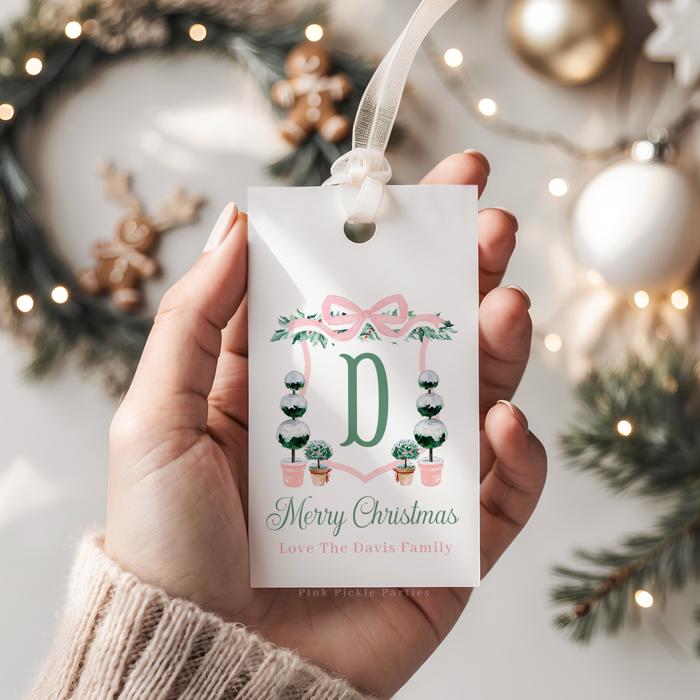 Family Crest Personalized Christmas Gift Tags | Preppy Christmas Tags