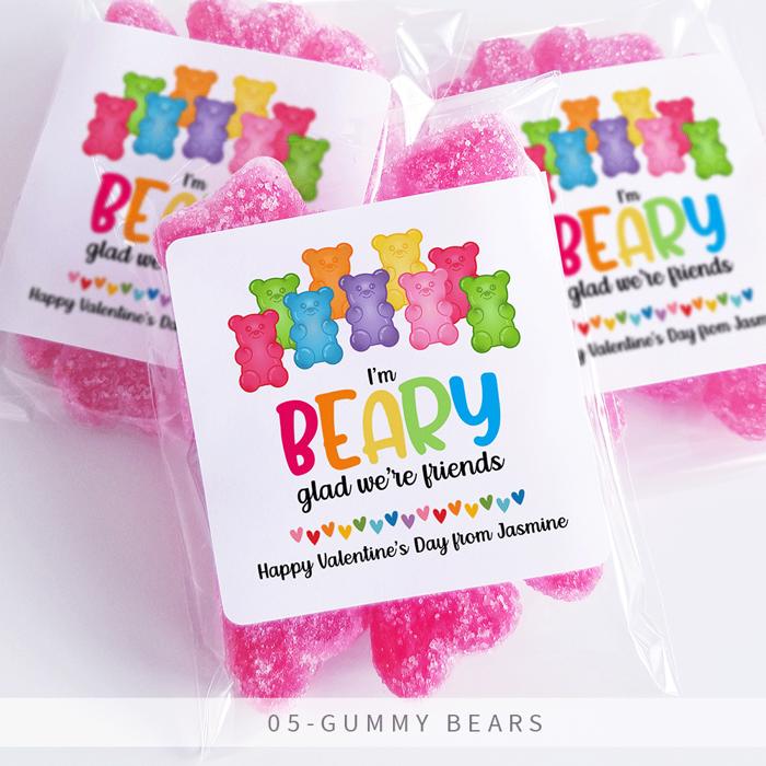 Personalized Valentine's Day Party Stickers with Treat Bags Valentine's Labels  | Set of 24