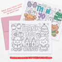  Personalized Kids Coloring Thank You Note Cards | Set of 12 | FREE SHIPPING