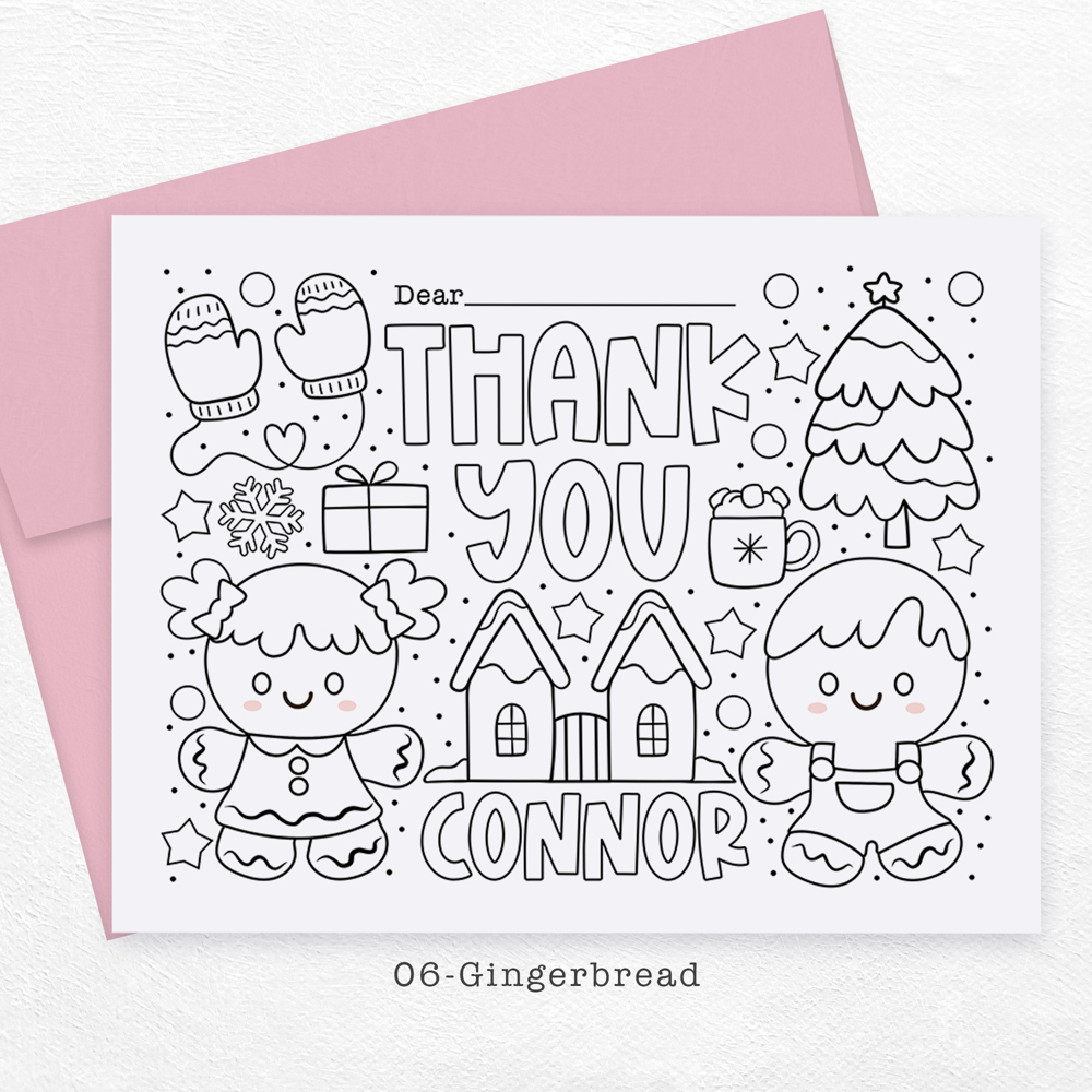 Personalized Kids Coloring Thank You Note Cards | Set of 12 | FREE SHIPPING