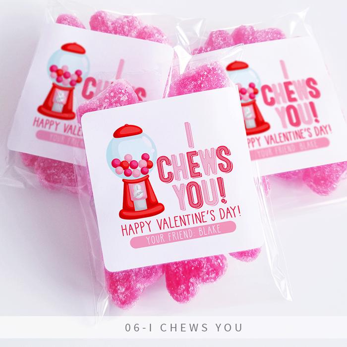 Personalized Valentine's Day Party Stickers with Treat Bags Valentine's Labels  | Set of 24